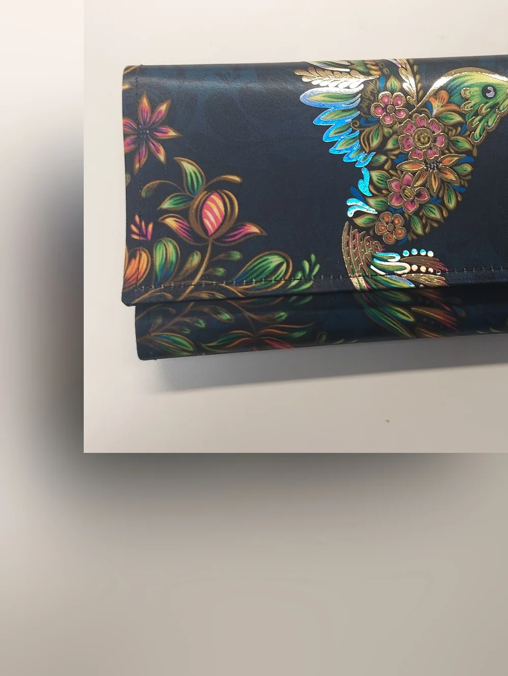 Ay Guey Humming Bird 8" Tri-fold Accordion Wallet Gold Foil Floral Mexican - Picture 4 of 12